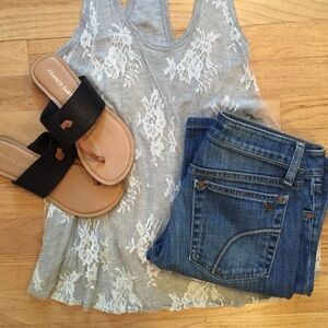 NWOT grey lace racerback tanktop